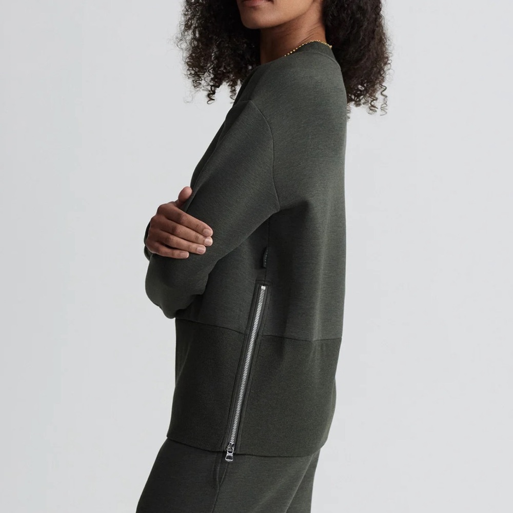 Varley Lowry Sweat doublesoft sweatshirt olive marl green like new large - Picture 2 of 14